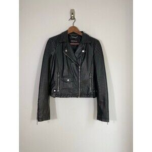 Express Black Faux Leather Moto Jacket | Quilted Shoulder | Size Small